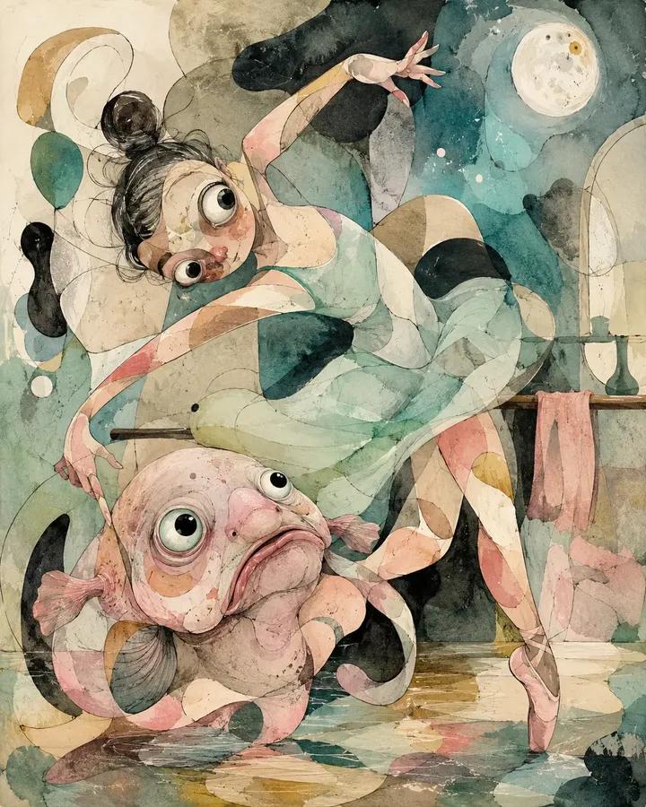 Abstract Biomorphic Surreal Portrait with Animal thumbnail 3