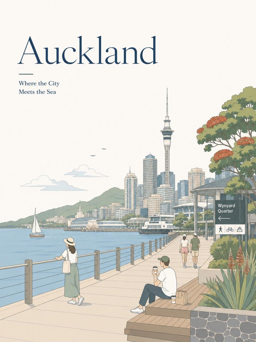 Minimalist Travel Poster of a Scenic City Panorama
