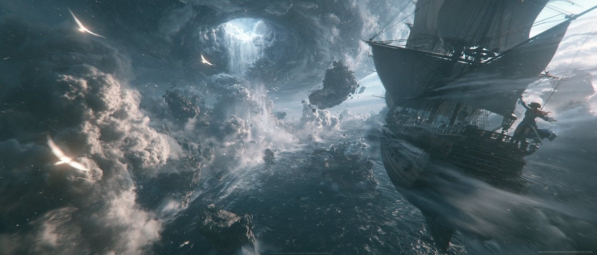 Flying Pirate Ship at the Edge of the World