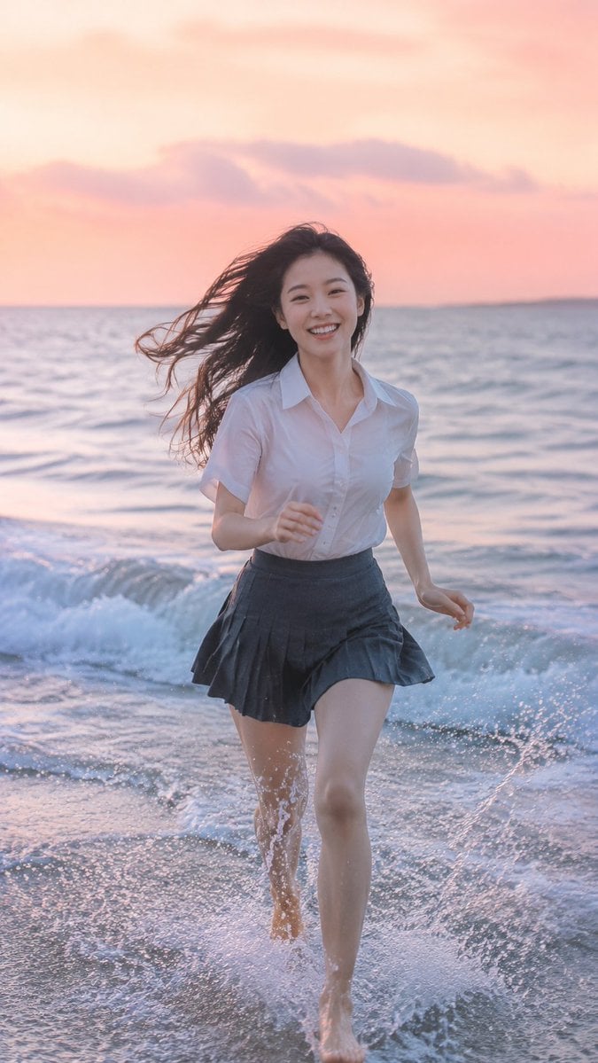 Joyful Beach Run at Sunset thumbnail 2