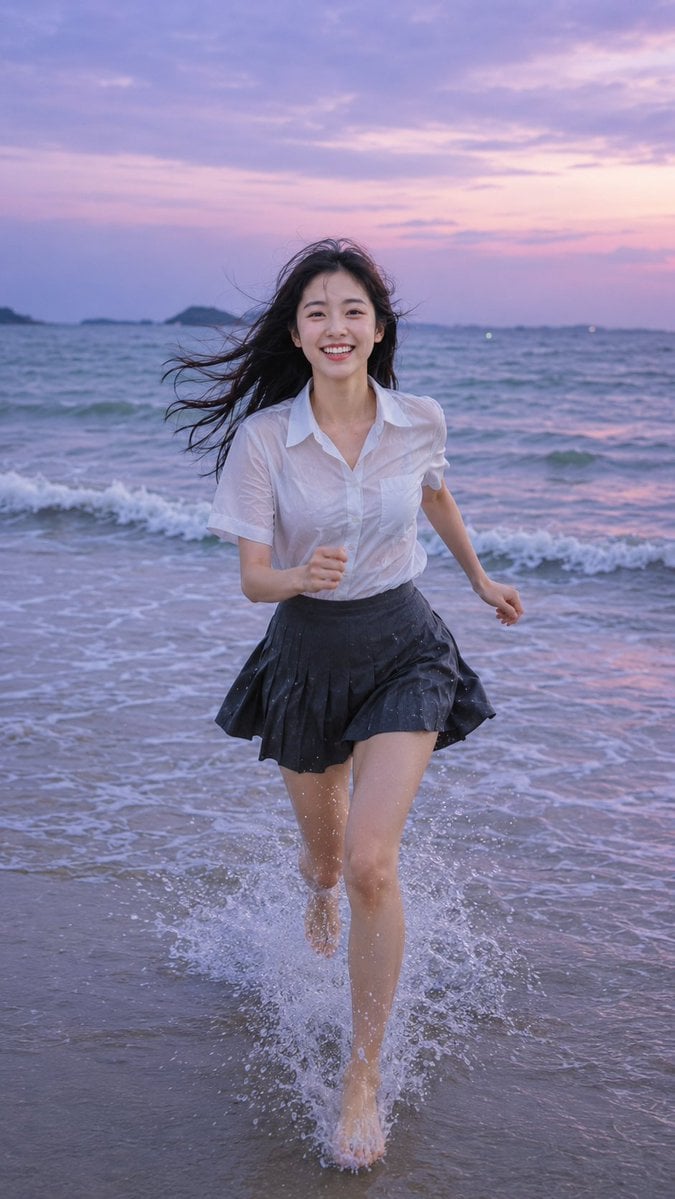 Joyful Beach Run at Sunset thumbnail 3