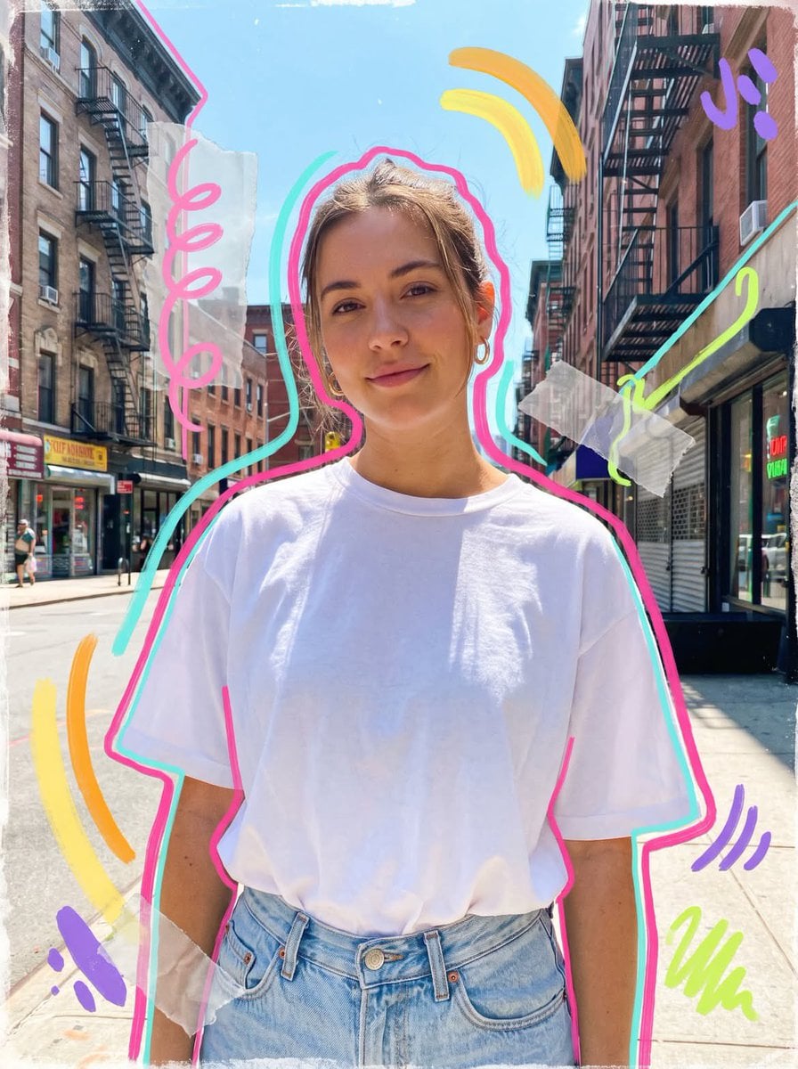 Sunlit Street Portrait with Hand-Drawn Accents thumbnail 4