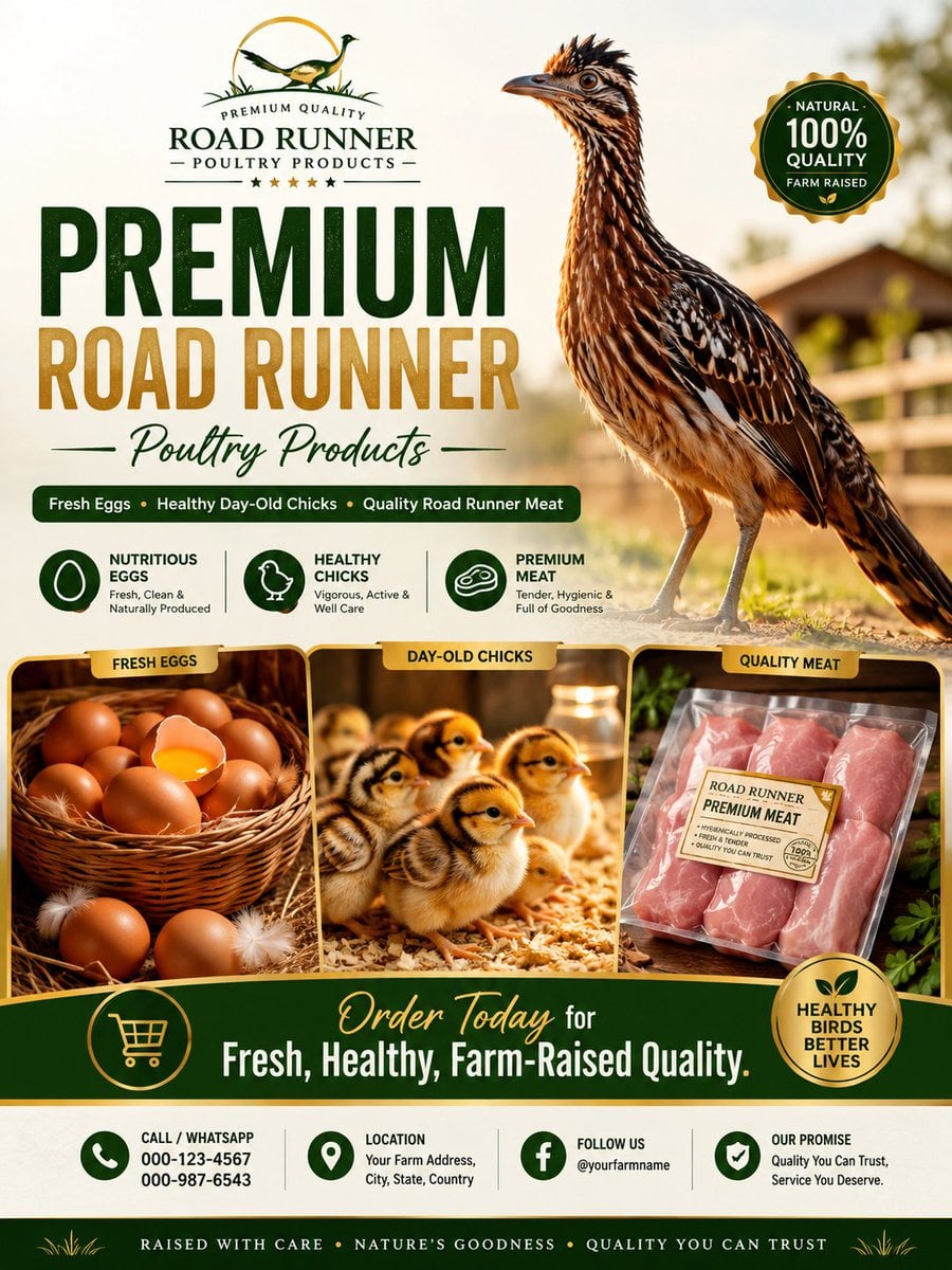 Premium Road Runner Poultry Farm Advertising Poster image 1
