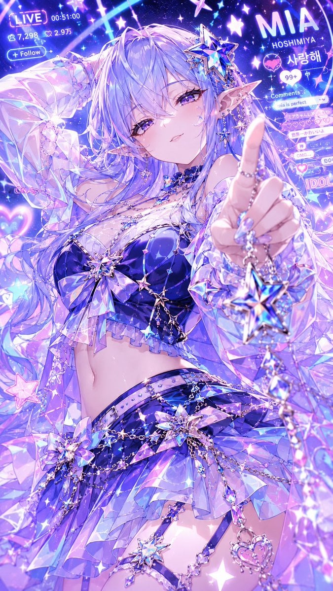 Seductive Glare: Anime Character in Neon Pop Style thumbnail 4