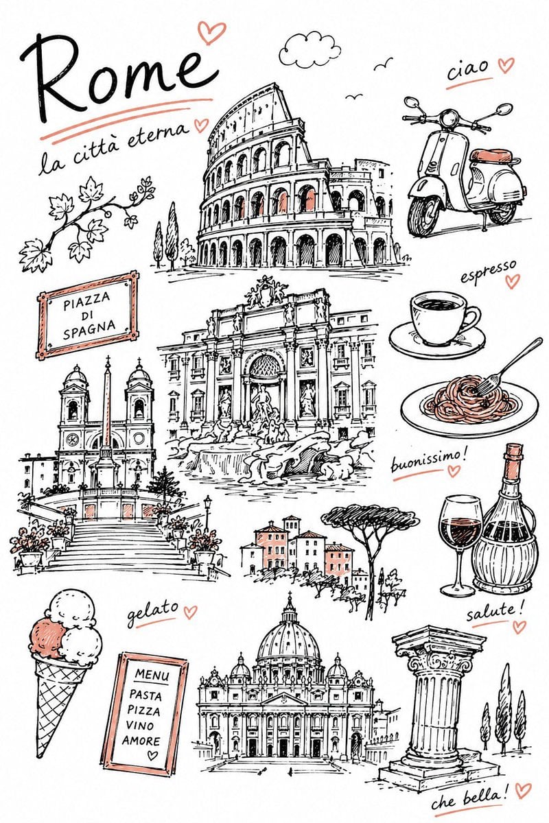 Charming Hand-Drawn Travel Illustration of Destination thumbnail 4