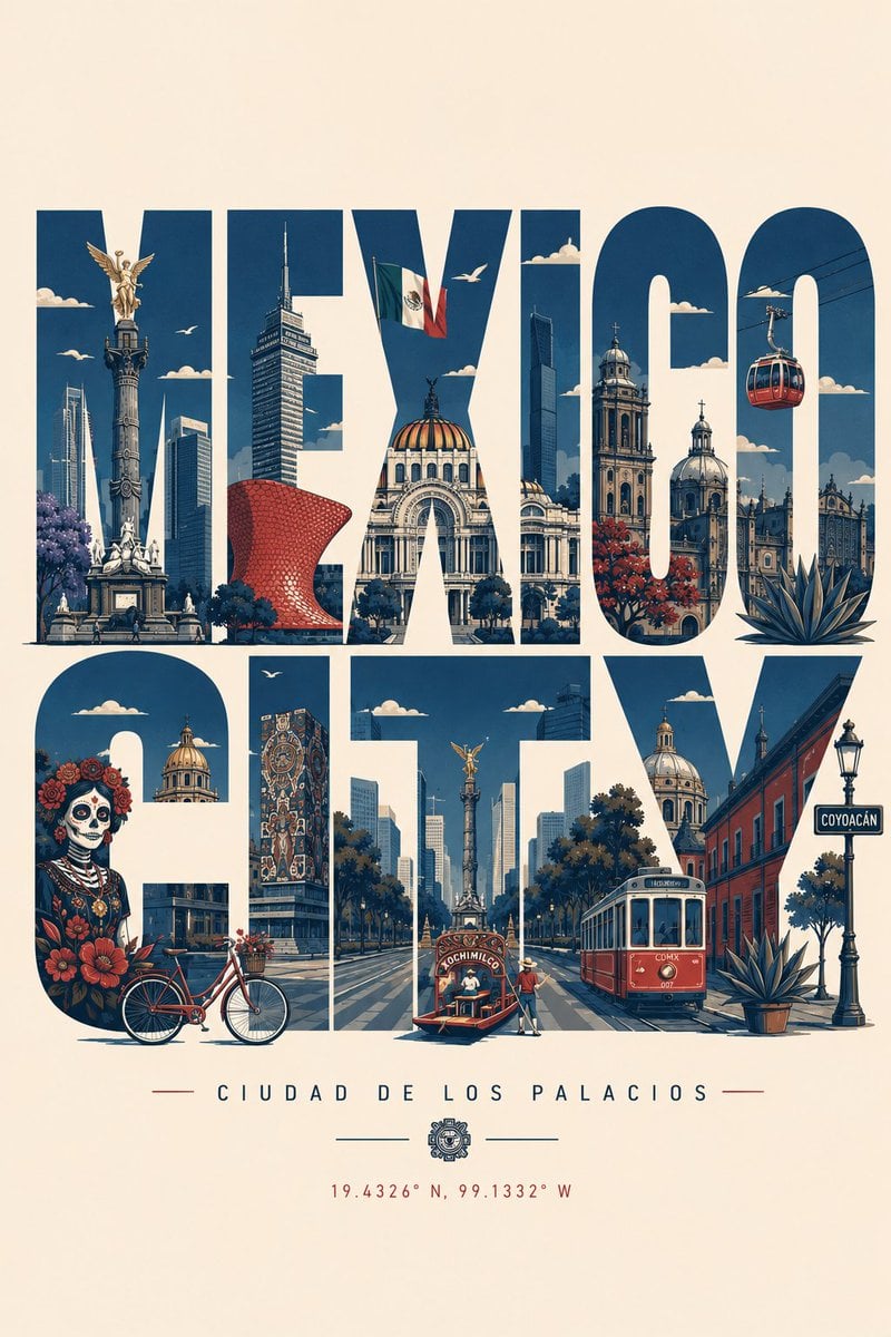 Modern Typographic Travel Poster with City Landmarks thumbnail 2