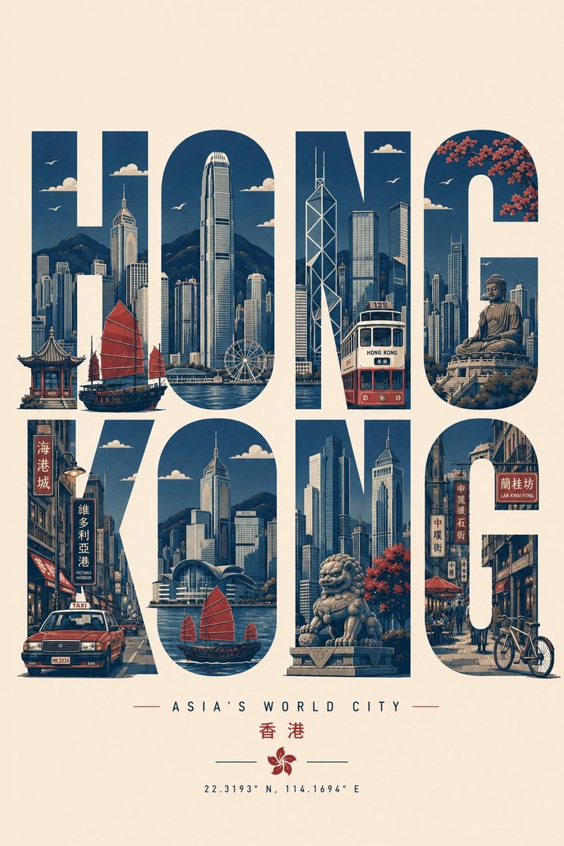 Modern Typographic Travel Poster with City Landmarks thumbnail 4