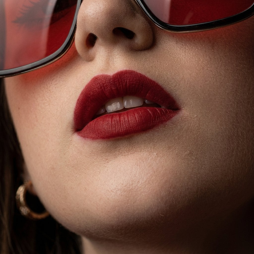 Intense Red Editorial Portrait with Sunglasses