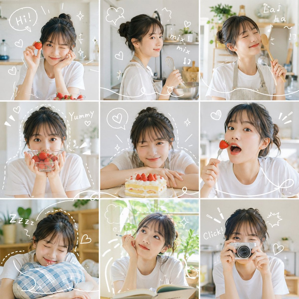 Nine Moments of a Person in Natural Light