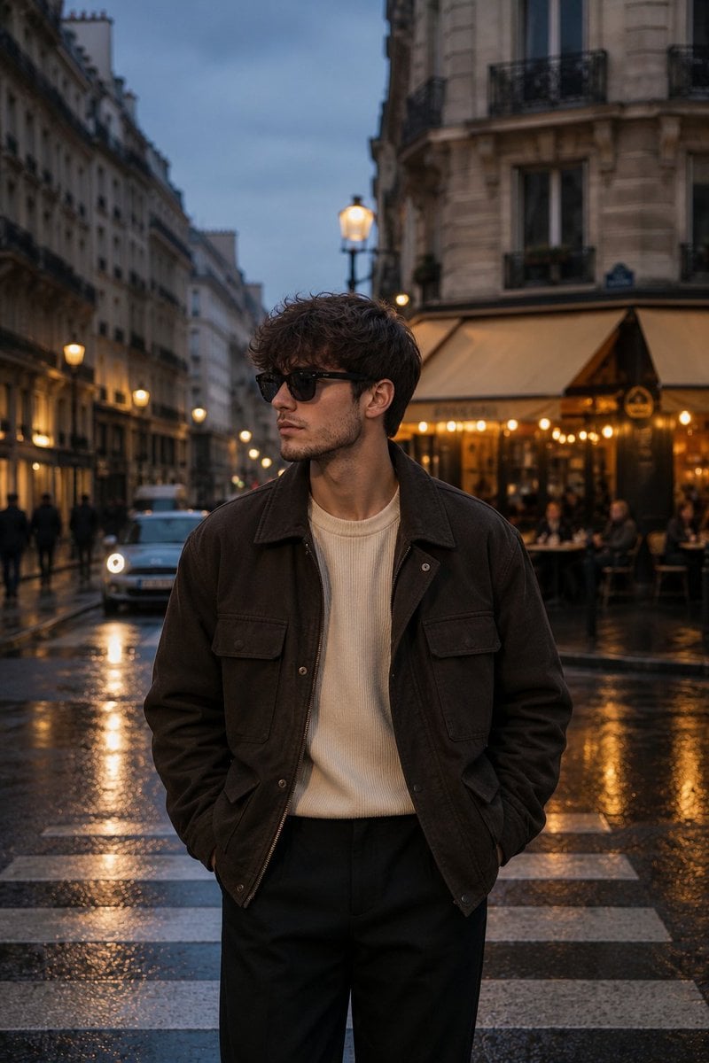 Rainy Parisian Blue Hour Fashion Editorial