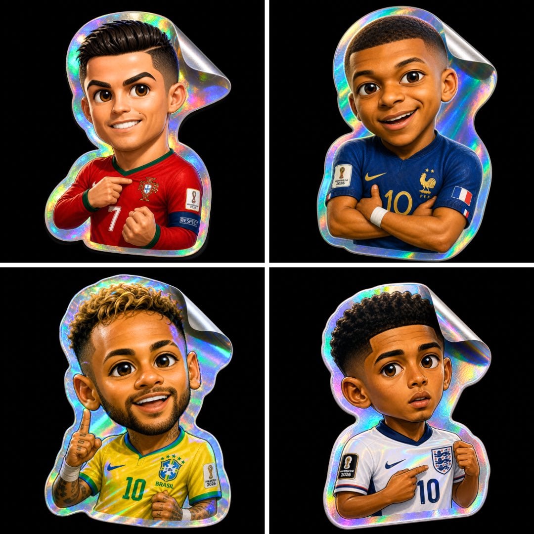 Chibi Soccer Star Holographic Sticker image 1