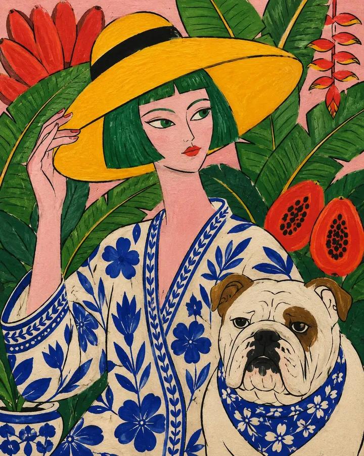 Folk Fashion Illustration with Bold Graphic Foliage thumbnail 3