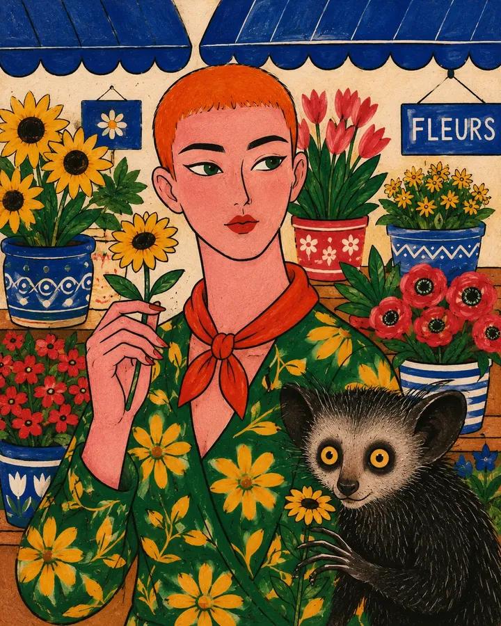 Folk Fashion Illustration with Bold Graphic Foliage thumbnail 4