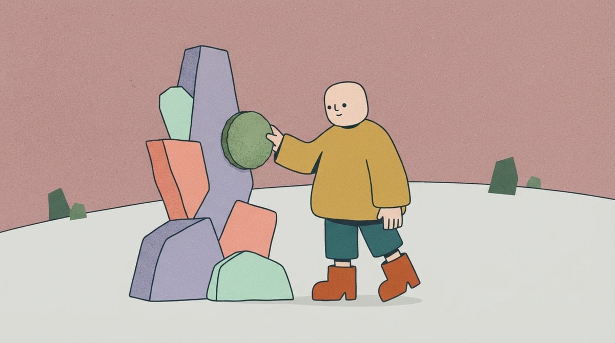 Minimal Flat Animated Scene with Unusual Palette