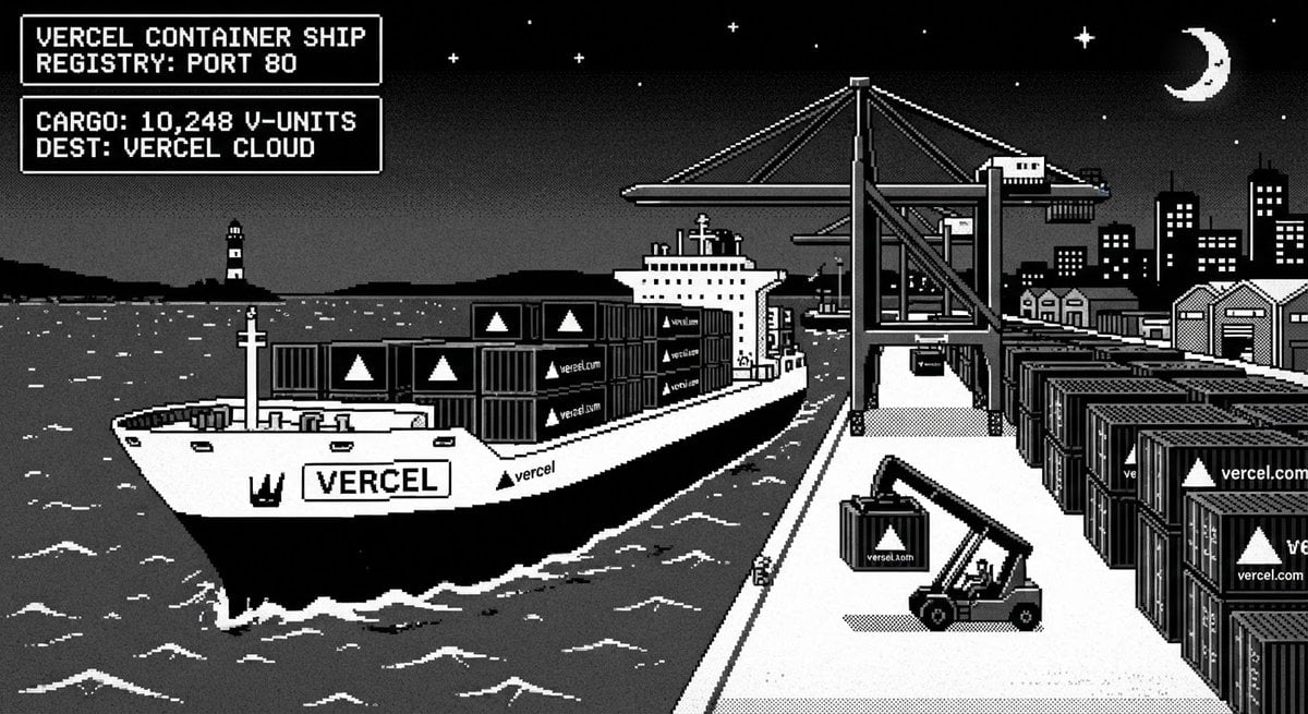 8-Bit Container Ship at Sea