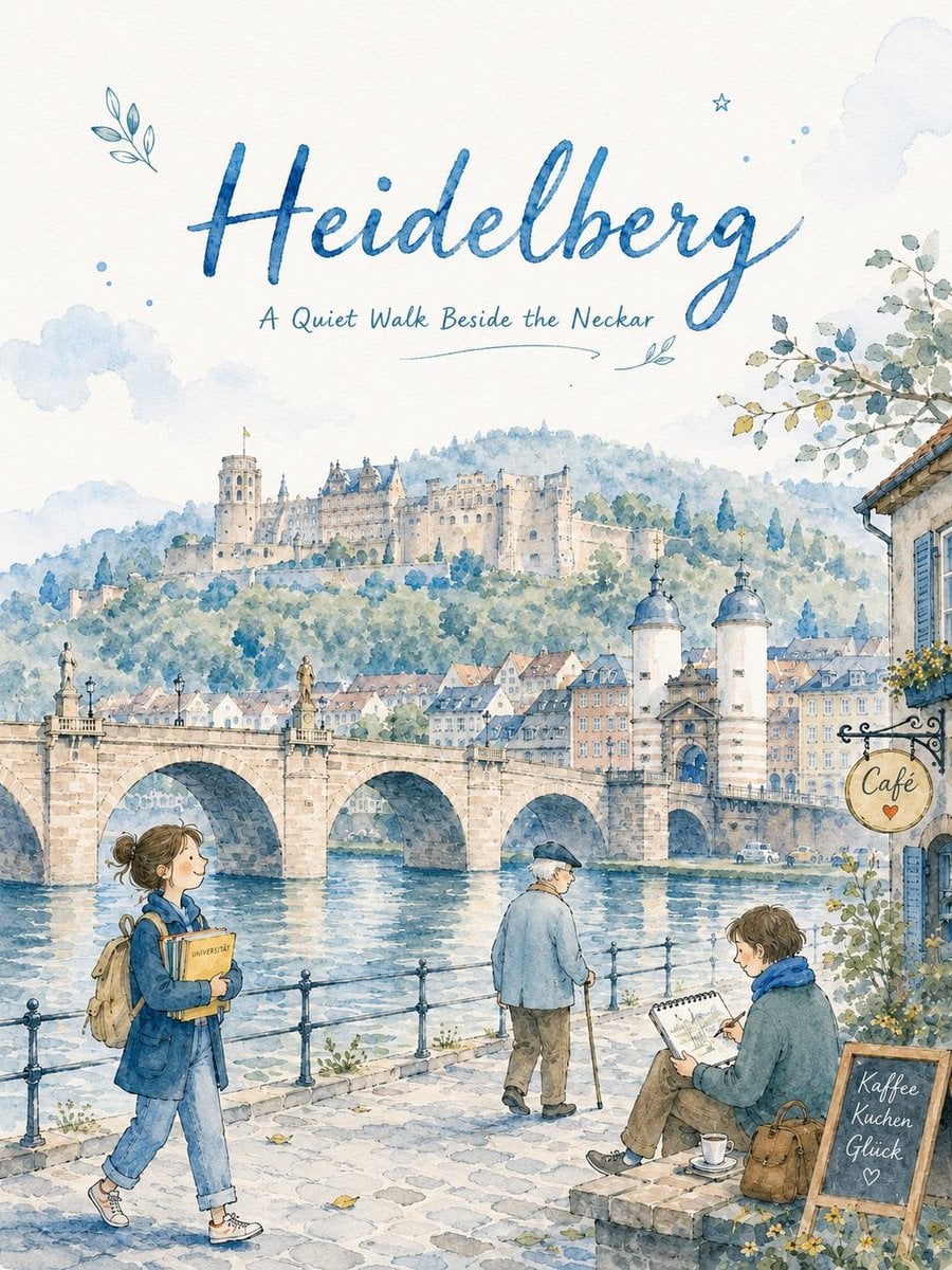Dreamy Watercolor Travel Poster of a European City thumbnail 3
