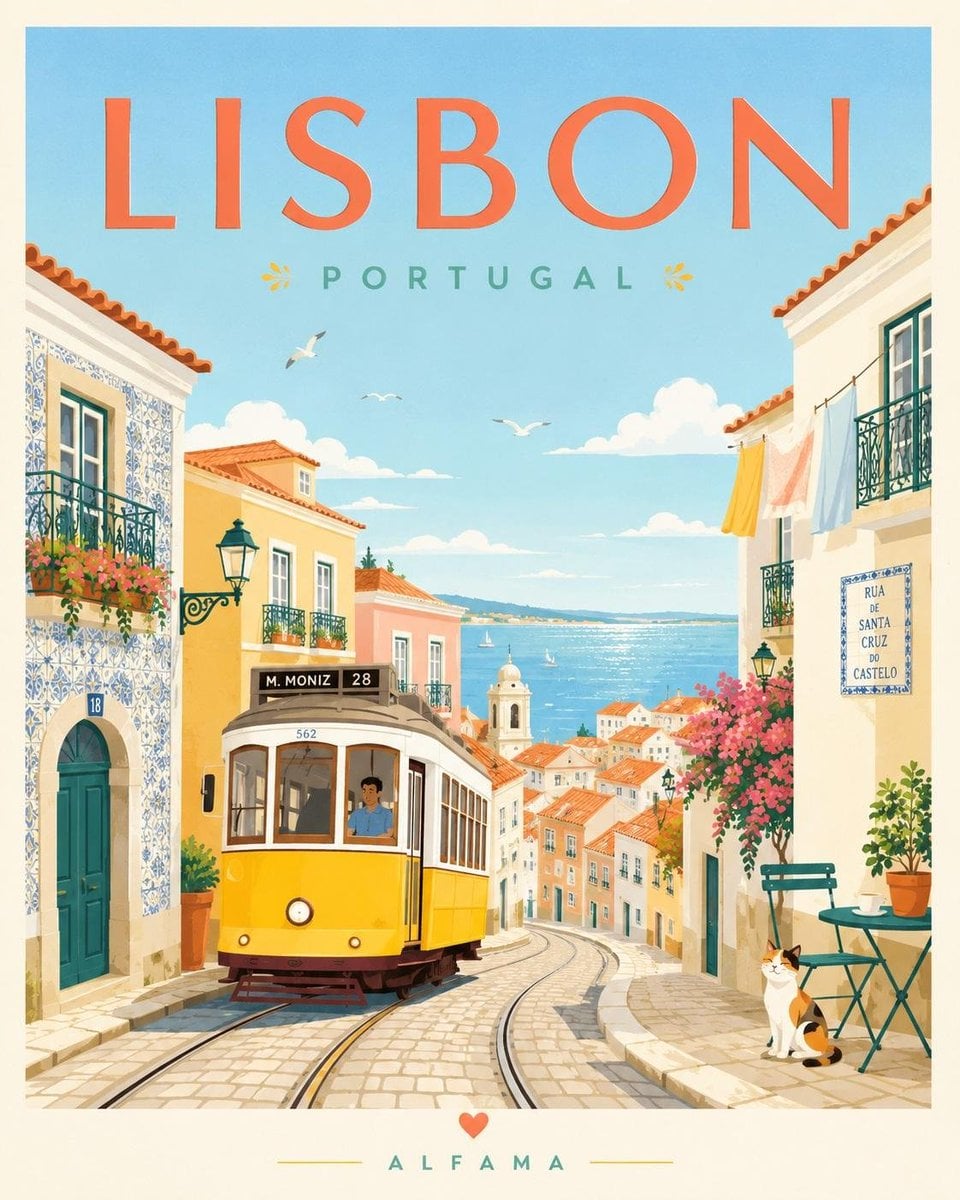 Minimalist Cheerful Travel Poster of a City Landmark thumbnail 2