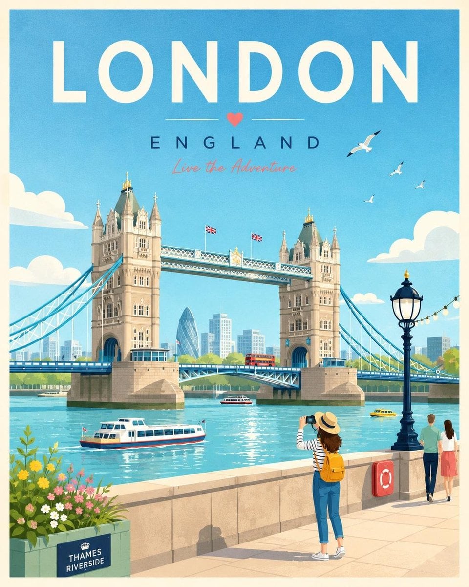 Minimalist Cheerful Travel Poster of a City Landmark thumbnail 3