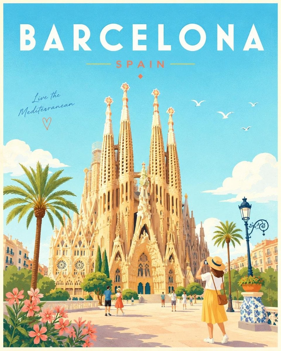 Minimalist Cheerful Travel Poster of a City Landmark thumbnail 4