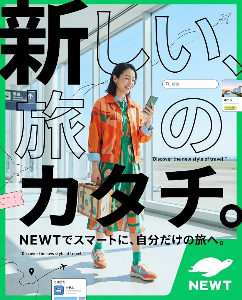 NEWT Travel App Ad: Urban Escape with Vibrant Tones thumbnail 2