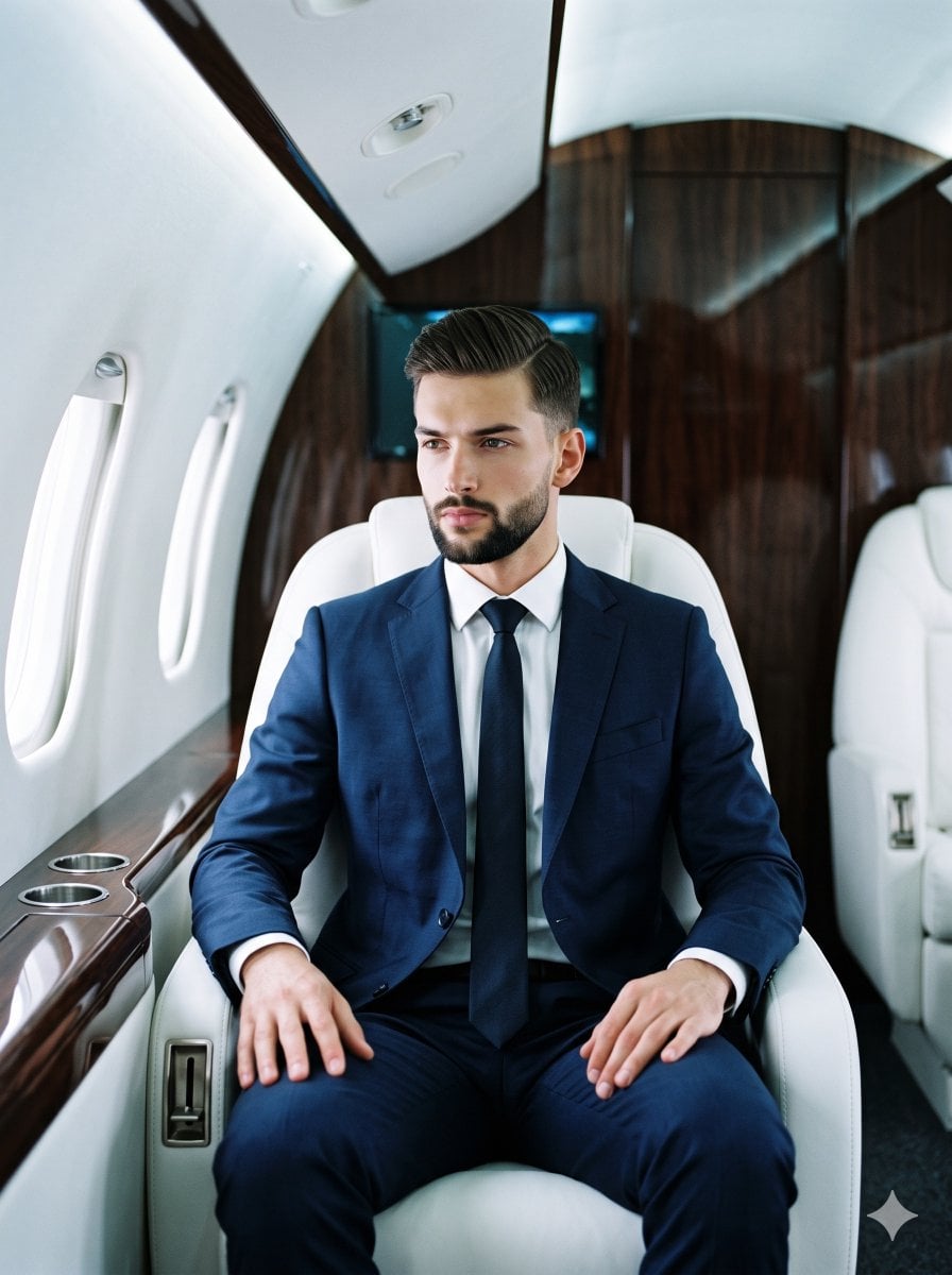 Tailored Elegance in a Private Jet image 1