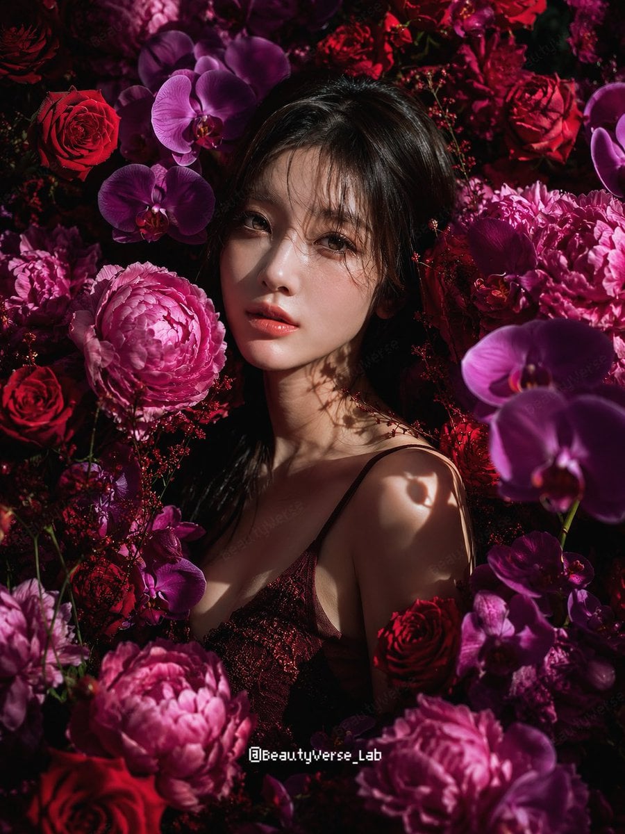 Japanese Beauty Amidst a Sea of Roses thumbnail 3