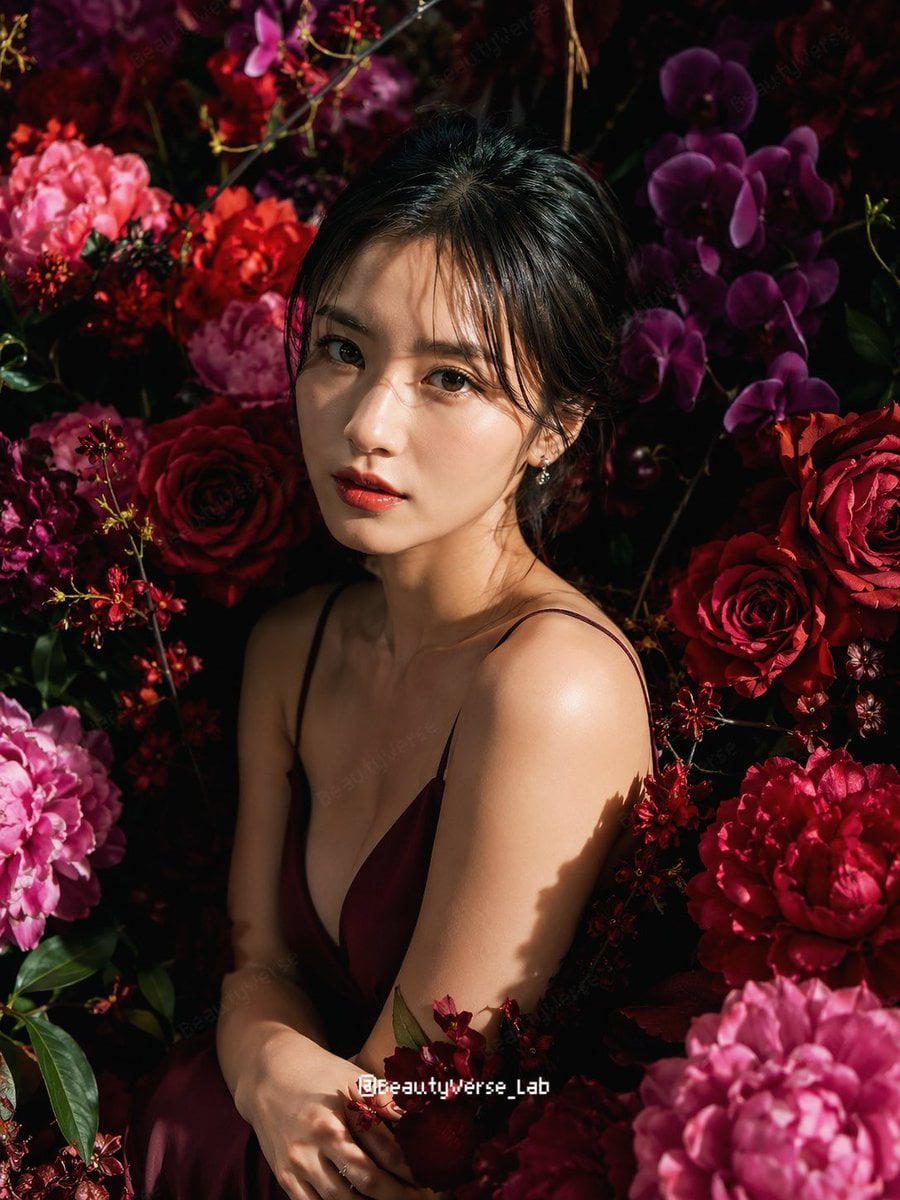 Japanese Beauty Amidst a Sea of Roses thumbnail 4
