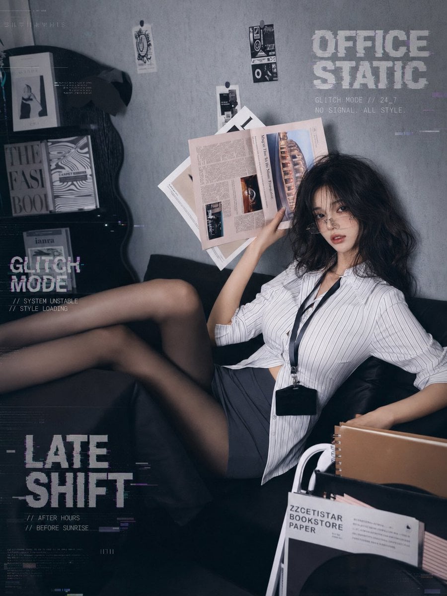 Cold Office Glamour: Midnight Editorial Portrait