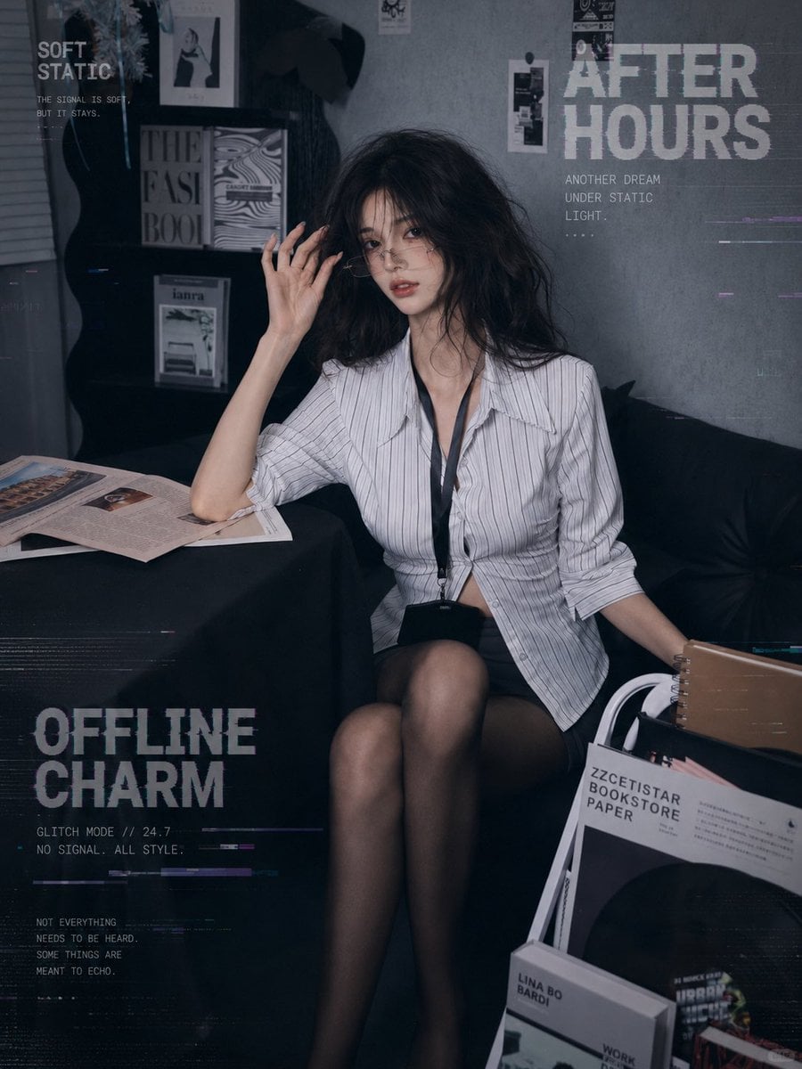 Cold Office Glamour: Midnight Editorial Portrait thumbnail 2