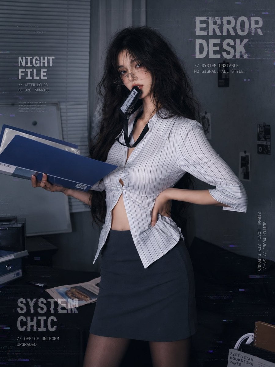 Cold Office Glamour: Midnight Editorial Portrait thumbnail 3