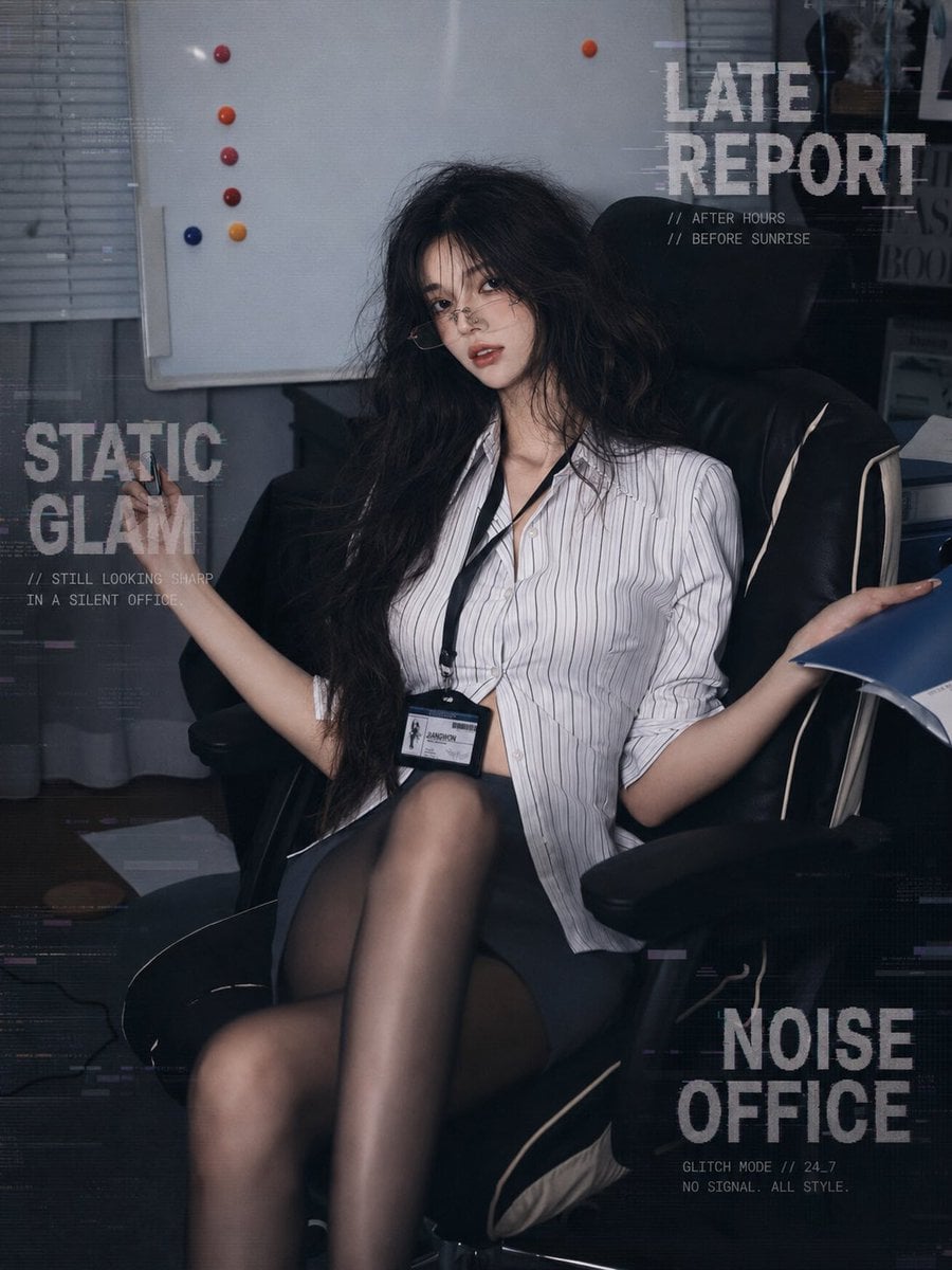Cold Office Glamour: Midnight Editorial Portrait thumbnail 4