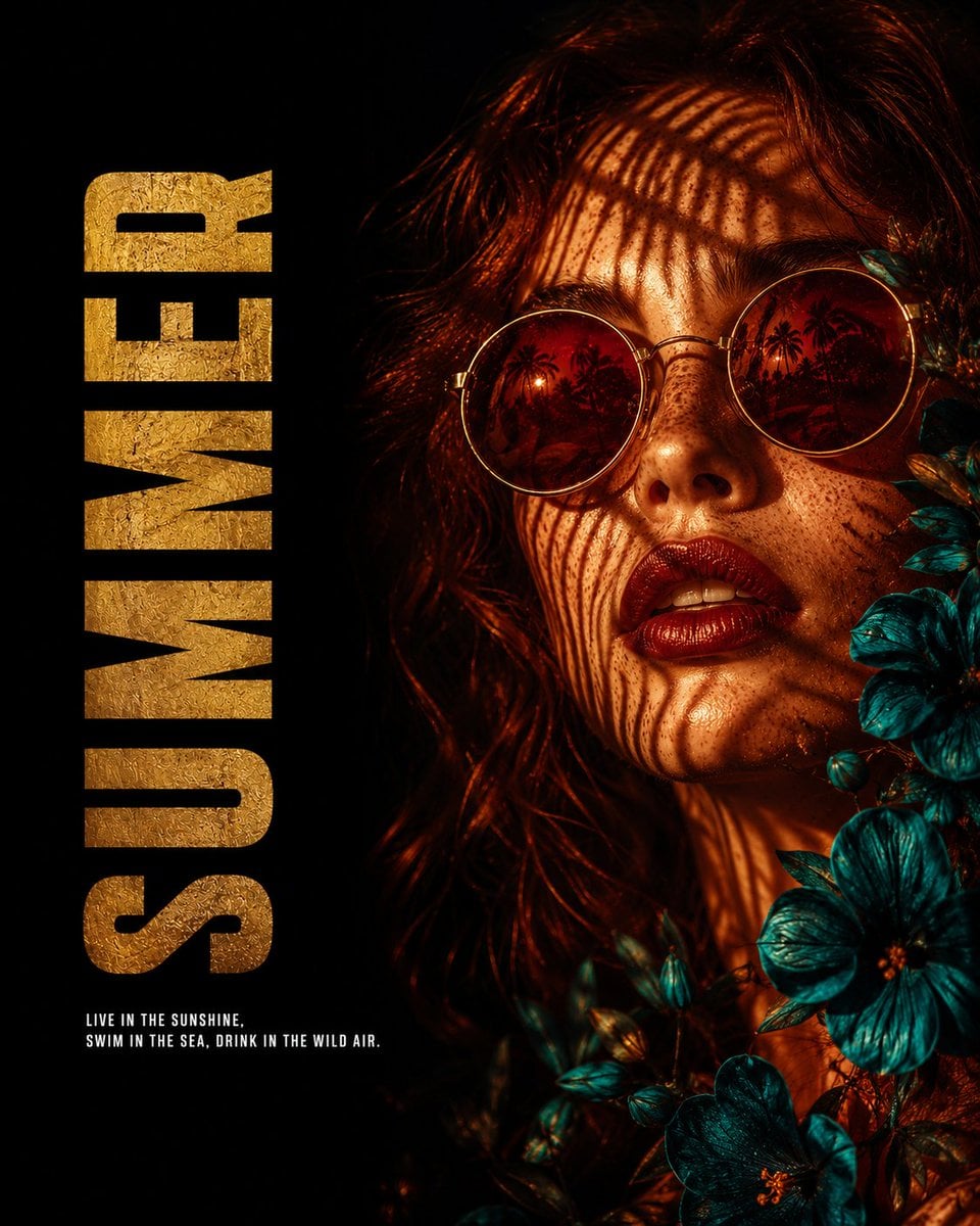 Summer Editorial Poster with Split Composition
