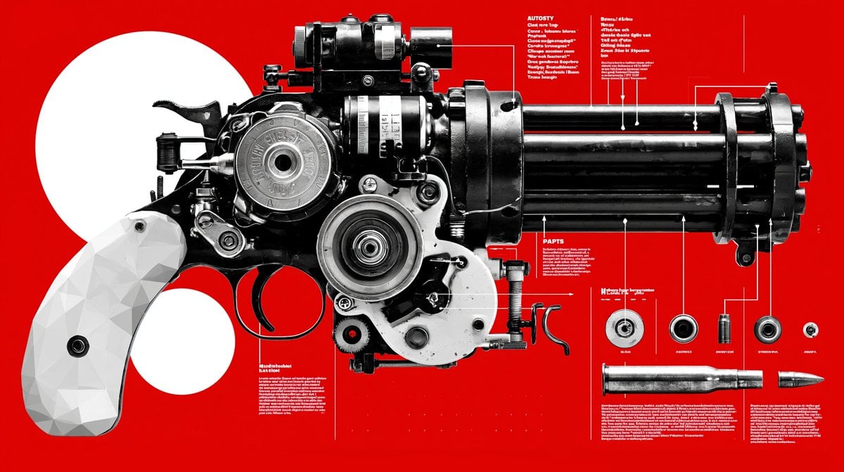 Geometric Low-Polygon Gatling Gun Autopsy Infographic thumbnail 2