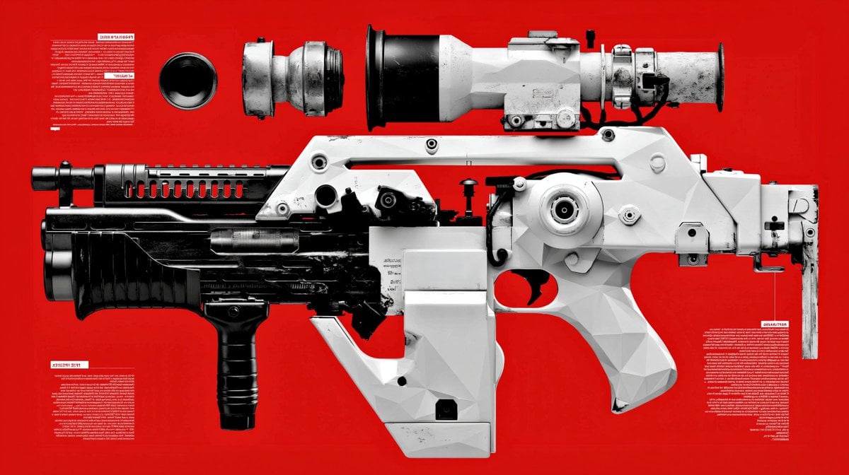 Geometric Low-Polygon Gatling Gun Autopsy Infographic thumbnail 3
