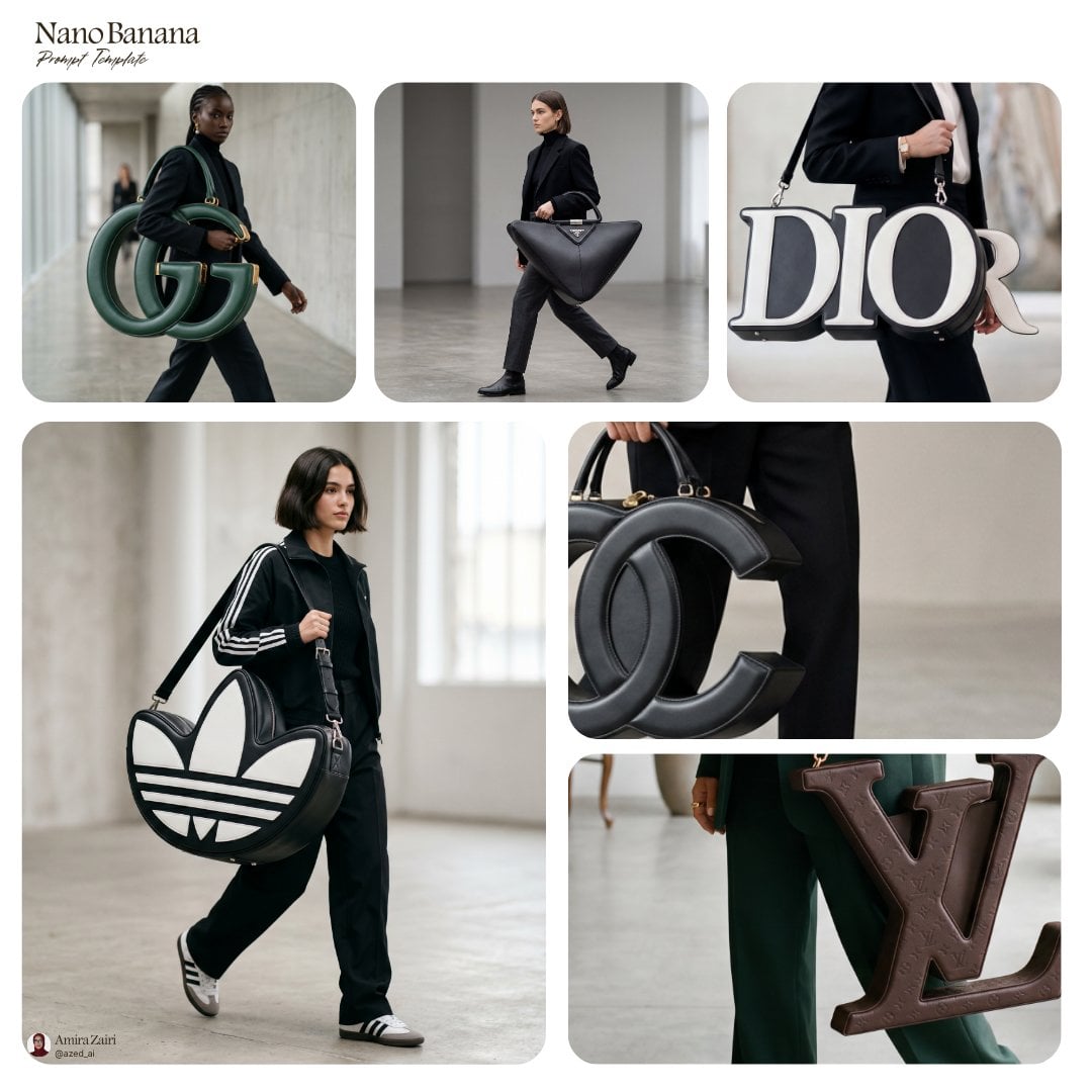 Sculptural Logo Handbag in Luxury Campaign Shot